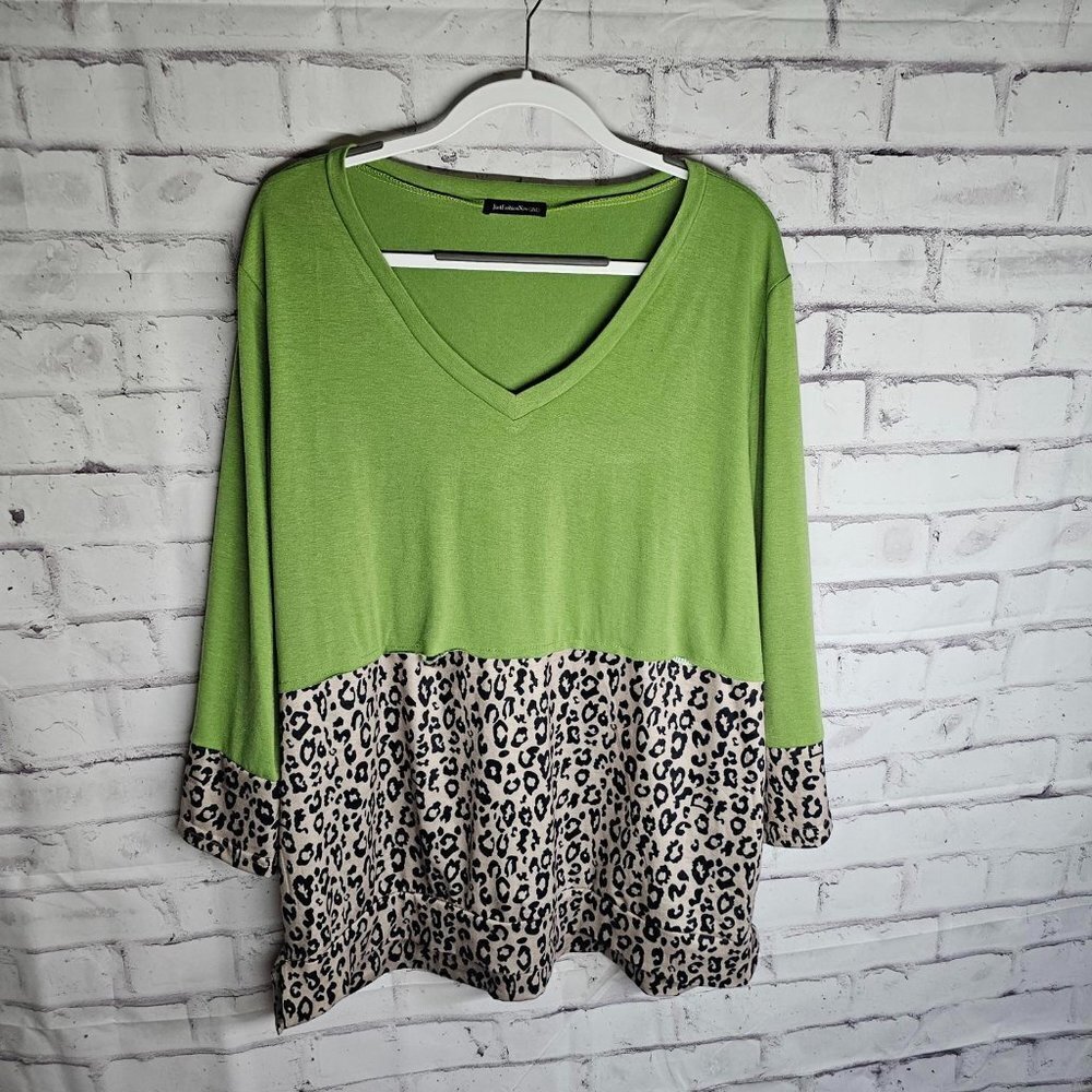 Lime Green and Animal Print Shirt